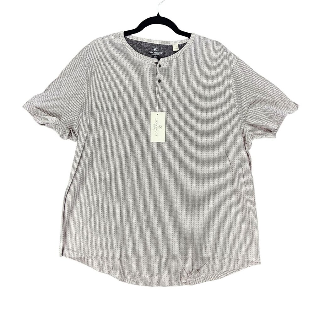 Construct Shirt Mens XXL Gray Short Sleeve Button Henley *NWT*